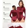 imagePopilush Long Sleeve Body Suits Womens Turtle Neck Bodysuits Full Body Shapewear Tummy Control Jumpsuit Fall Winter OutfitsRed