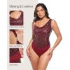imagePopilush Shapewear for Women Sequin Cowl Neck Chain Tummy Control Sparkly Body Shaper Sexy Body Suit Going Out Party TopRed