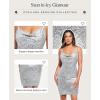 imagePopilush Sequin Mini Dress for Women Slimming Shapewear with Cowl Neck Bodycon Sparkly Gown for Cocktail Party ampamp ClubGray