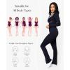 imagePopilush Jumpsuits for Women  Square Neck Wide Leg Workout Fall Jumpsuit Built in Bra Long Sleeve Full Length Romper Black