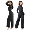imagePopilush Jumpsuits for Women with Build in Shapewear Long Sleeve Formal Jumpsuit Bodycon Square Neck RomperBlack