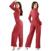 imagePopilush Jumpsuits for Women with Build in Shapewear Long Sleeve Formal Jumpsuit Bodycon Square Neck RomperRed
