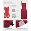 imagePopilush Leather Dress for Women Shapewear Slimming Midi Dress Side Zipper Square Neck Bodycon for Cocktail Party ClubRed