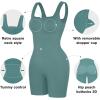 imagePopilush Shapewear Jumpsuits for Women Builtin Bra Square Neck Rompers Shorts Bodycon Bodysuits Summer OutfitsGreen