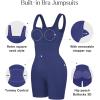 imagePopilush Shapewear Jumpsuits for Women Builtin Bra Square Neck Rompers Shorts Bodycon Bodysuits Summer OutfitsLight Blue