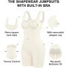 imagePopilush Shapewear Jumpsuits for Women Builtin Bra Square Neck Rompers Shorts Bodycon Bodysuits Summer OutfitsWhite