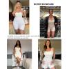 imagePopilush Shapewear Jumpsuits for Women Builtin Bra Square Neck Rompers Shorts Bodycon Bodysuits Summer OutfitsWhite