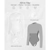imagePopilush Shapewear Bodysuit Tummy Control Turtle Neck Body Shaper Seamless Long Sleeve Tank Tops Thong Body SuitsArctic White