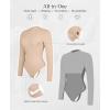 imagePopilush Shapewear Bodysuit Tummy Control Turtle Neck Body Shaper Seamless Long Sleeve Tank Tops Thong Body SuitsBeige