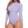 imagePopilush Shapewear Bodysuit Tummy Control Turtle Neck Body Shaper Seamless Long Sleeve Tank Tops Thong Body SuitsLilac