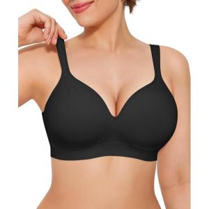 imagePopilush Wireless Push Up Bra  Seamless Bras for Women No Underwire Supportive Minimizer Bra Full Coverage BraletteBlack