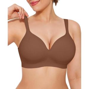 imagePopilush Wireless Push Up Bra  Seamless Bras for Women No Underwire Supportive Minimizer Bra Full Coverage BraletteBrown