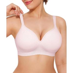 imagePopilush Wireless Push Up Bra  Seamless Bras for Women No Underwire Supportive Minimizer Bra Full Coverage BralettePink