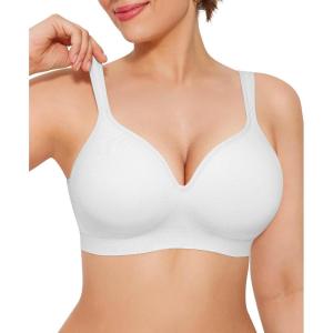 imagePopilush Wireless Push Up Bra  Seamless Bras for Women No Underwire Supportive Minimizer Bra Full Coverage BraletteWhite