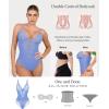 imagePopilush Shapewear Bodysuits for Women Lace Corset Tops Tummy Control V Neck Sleeveless Body Suit ThongsBlue