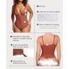 imagePopilush Shapewear Bodysuits for Women Lace Corset Tops Tummy Control V Neck Sleeveless Body Suit ThongsBrown