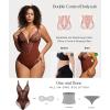 imagePopilush Shapewear Bodysuits for Women Lace Corset Tops Tummy Control V Neck Sleeveless Body Suit ThongsDark Brown