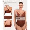 imagePopilush Shapewear Bodysuits for Women Lace Corset Tops Tummy Control V Neck Sleeveless Body Suit ThongsDark Brown