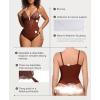 imagePopilush Shapewear Bodysuits for Women Lace Corset Tops Tummy Control V Neck Sleeveless Body Suit ThongsDark Brown