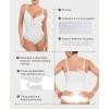imagePopilush Shapewear Bodysuits for Women Lace Corset Tops Tummy Control V Neck Sleeveless Body Suit ThongsWhite