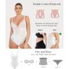 imagePopilush Shapewear Bodysuits for Women Lace Corset Tops Tummy Control V Neck Sleeveless Body Suit ThongsWhite