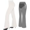 imagePopilush Dress Pants Women Bootcut Business Casual Work High Waisted Stretchy Flare Trousers Comfy Pull On Office SlacksWhite