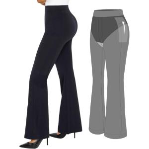 imagePopilush Dress Pants Women Bootcut Business Casual Work High Waisted Stretchy Flare Trousers Comfy Pull On Office SlacksBlack