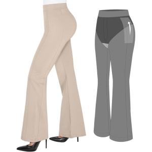 imagePopilush Dress Pants Women Bootcut Business Casual Work High Waisted Stretchy Flare Trousers Comfy Pull On Office SlacksKhaki
