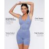 imagePopilush Shapewear Rompers For Women Cross Back Short Rompers Tummy Control Bodycon Gym Clothes 2024Blue