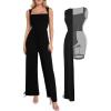 imagePopilush Jumpsuits for Women Dressy Casual Loose Overalls Sleeveless Rompers Outfits with Shapewear Adjustable Trouser Legs Black