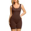 imagePopilush Shapewear Bodysuit for Women  Tummy Control Scoop Neck Body Shaper Sleeveless Sculpting Tank TopsBrownmid Thigh