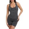 imagePopilush Shapewear Rompers For Women Cross Back Short Rompers Tummy Control Bodycon Gym Clothes 2024Black