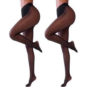 imageSheer Tights for Women Rip Resistant Pantyhose 30D Control Top Pantyhose Polka  Dot High Waist Compression NylonsBlackdot2pc