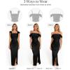 imagePopilush Womens Shapewear Maxi Dress Multi Way Wear Off The Shoulder Bodycon Long Cocktail Formal DressesBlack