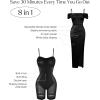 imagePopilush Womens Shapewear Maxi Dress Multi Way Wear Off The Shoulder Bodycon Long Cocktail Formal DressesBlack