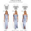 imagePopilush Womens Shapewear Maxi Dress Multi Way Wear Off The Shoulder Bodycon Long Cocktail Formal DressesBlue