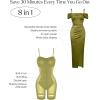 imagePopilush Womens Shapewear Maxi Dress Multi Way Wear Off The Shoulder Bodycon Long Cocktail Formal DressesGreen