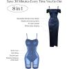 imagePopilush Womens Shapewear Maxi Dress Multi Way Wear Off The Shoulder Bodycon Long Cocktail Formal DressesNavy Blue