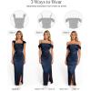imagePopilush Womens Shapewear Maxi Dress Multi Way Wear Off The Shoulder Bodycon Long Cocktail Formal DressesNavy Blue