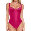 imagePopilush Faux Leather Corset Tops for Women  Tummy Control Lace Shapewear Body Suits Thong Body ShaperPink