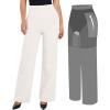 imagePopilush Work Pants for Women High Waisted Tummy Control Comfy Slimming Dress Pants with Pockets Business Casual OutfitsWhite