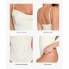 imagePopilush Corset Bodysuit for Women Tummy Control Shapewear Bodysuits Cowl Neck Tops Concert OutfitsBeige