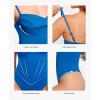 imagePopilush Corset Bodysuit for Women Tummy Control Shapewear Bodysuits Cowl Neck Tops Concert OutfitsBlue