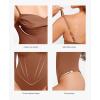 imagePopilush Corset Bodysuit for Women Tummy Control Shapewear Bodysuits Cowl Neck Tops Concert OutfitsBrown