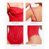imagePopilush Corset Bodysuit for Women Tummy Control Shapewear Bodysuits Cowl Neck Tops Concert OutfitsRed
