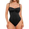 imagePopilush Corset Bodysuit for Women Tummy Control Shapewear Bodysuits Cowl Neck Tops Concert OutfitsBlack