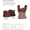 imagePopilush Leather Top Tummy Control Lace Corset Going Out Club Tops for Women Concert OutfitsBrown