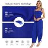 imagePopilush Jumpsuits for Women Dressy Casual Loose Overalls Sleeveless Rompers Outfits with Shapewear Adjustable Trouser Legs Blue