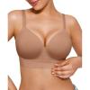 imagePopilush Bras for Women No Underwire Supportive Push Up Bralettes Wireless Full Coverage Plus Size Brasieres para MujerLight Coffee