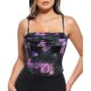 imagePopilush Camisole Tops for Women Sleeveless Spaghetti Strap Shapewear Halter Tube Tank Top for Club and Going OutFloral